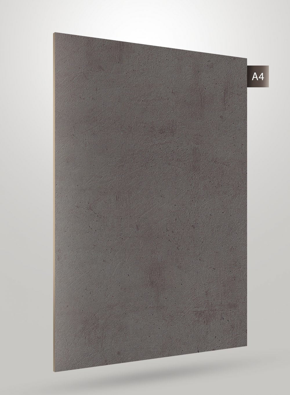 Grey matte laminate sheet with textured finish and subtle speckles, displaying a stone-like appearance on a plain background.