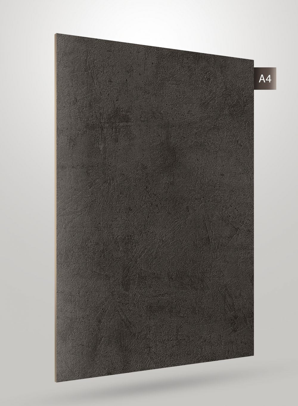 Grey matte stone laminate with textured finish and subtle pattern, displaying a rough stone appearance on a flat surface.