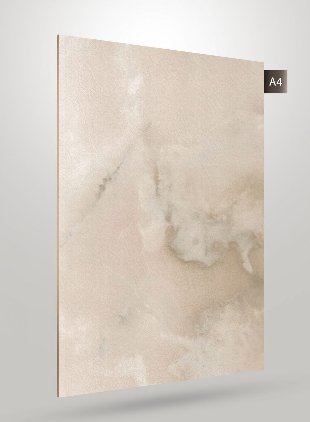 Beige marble laminate sheet with matte finish and veining pattern, showing subtle texture and soft color variations.