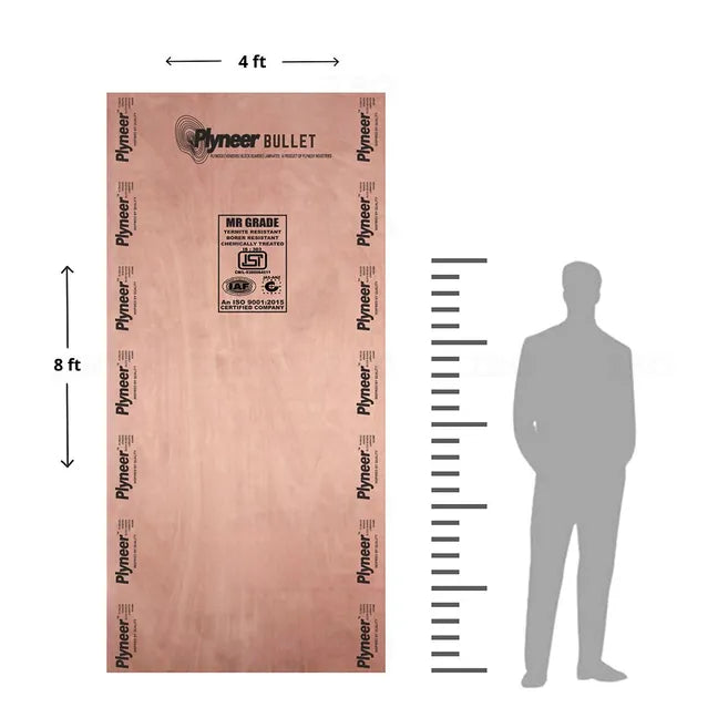 Plyneer Bullet 8 ft. x 4 ft. 18 mm MR Plywood Brown Wood Natural Laminate - Plyneer