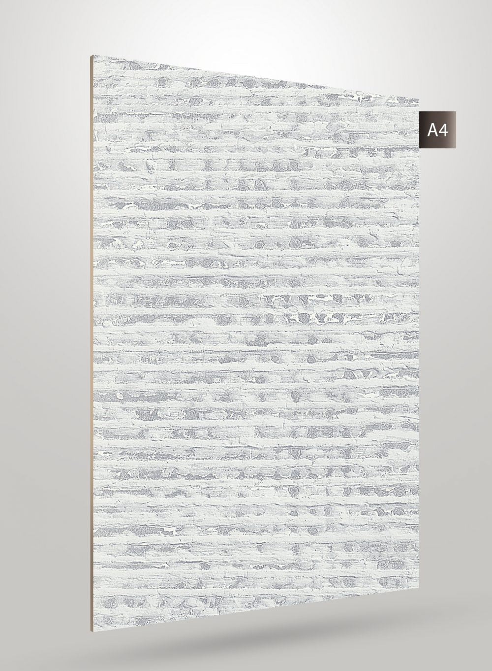 Grey luxury laminate with textured brick pattern and high gloss finish, showing detailed surface design and subtle sheen.