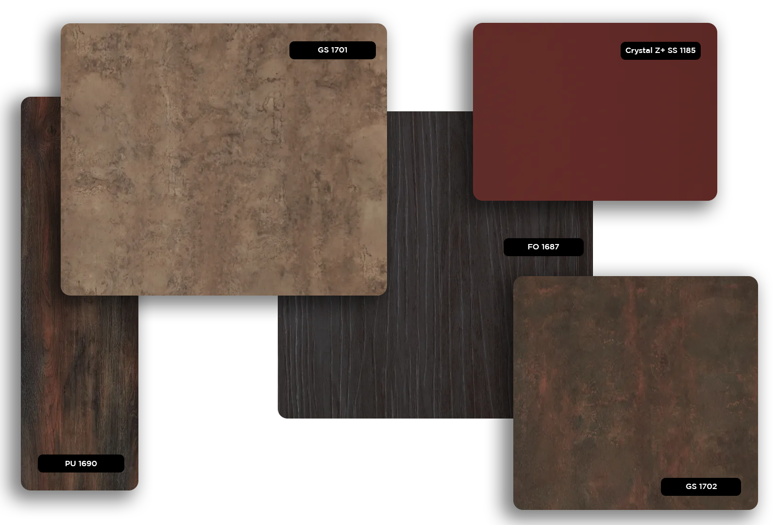 Brown wood grain laminate with glossy finish and visible texture, showcasing decorative wood pattern and various design