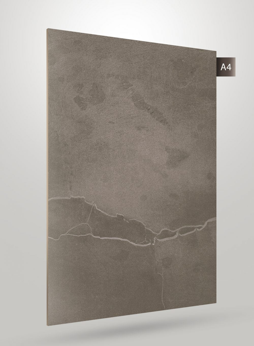 Grey marble laminate with high gloss finish and veining pattern, decorative stone design on rectangular sheet.