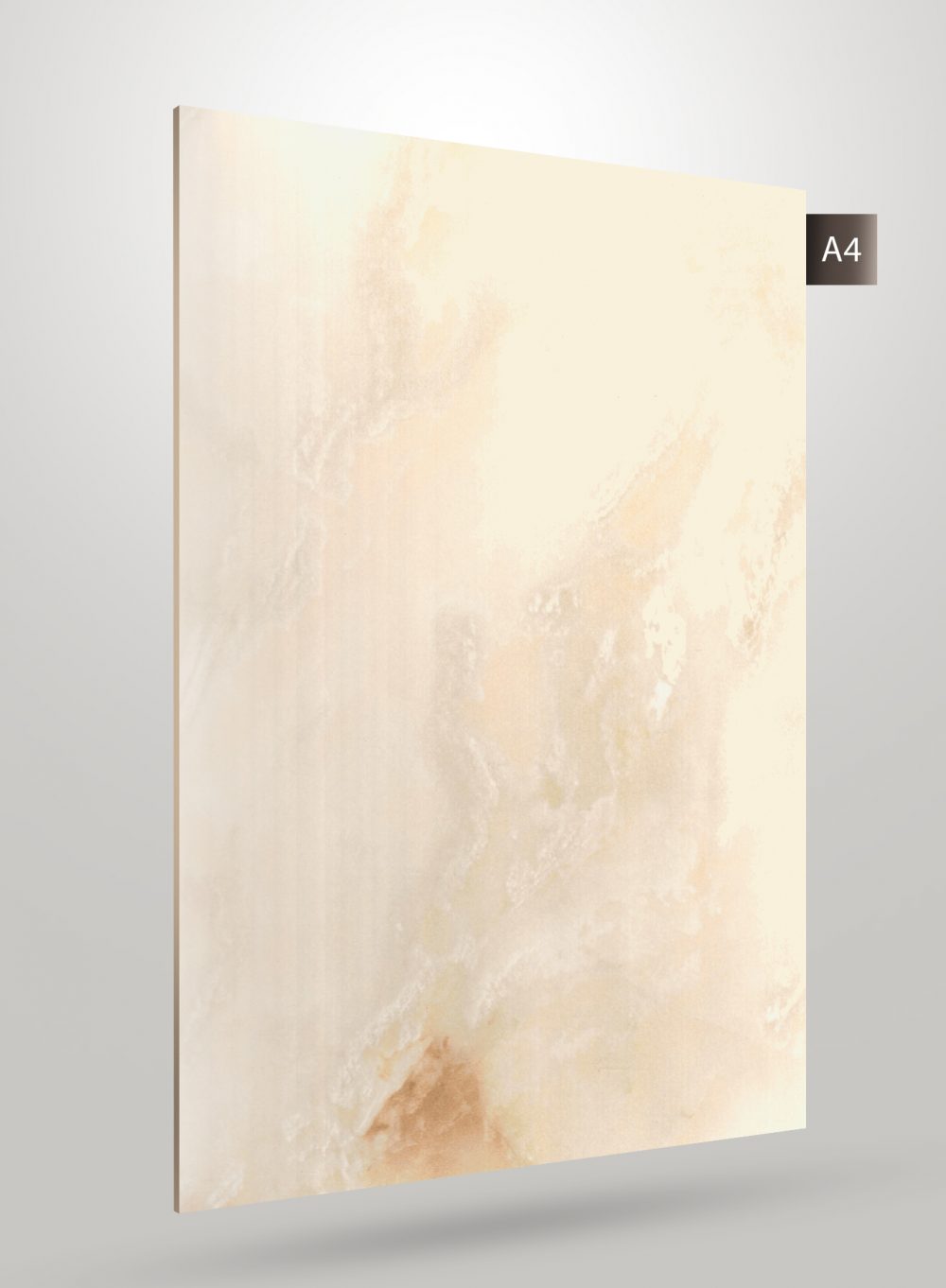 Beige marble laminate with matte finish and subtle texture, displaying soft veining pattern on a square sheet.