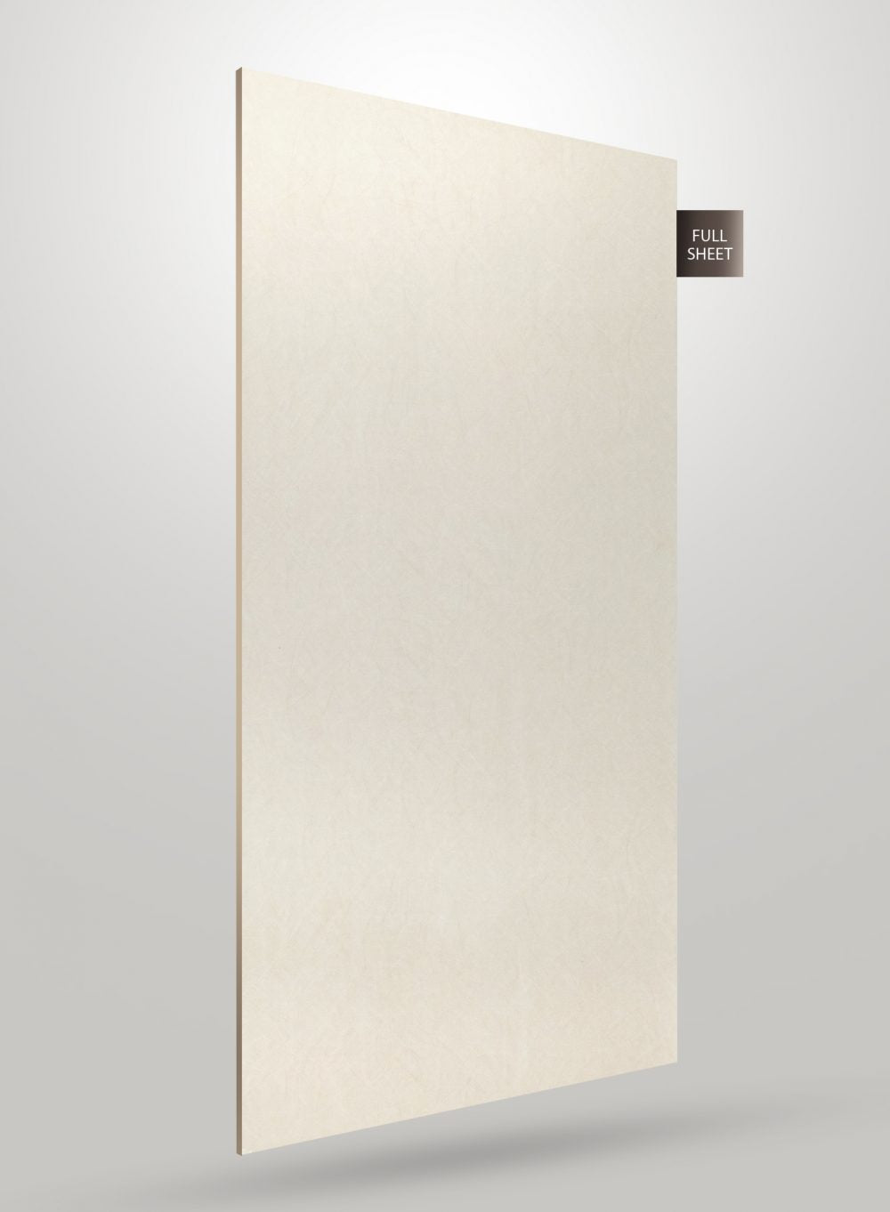 Beige matte laminate sheet with subtle texture and marble-like pattern, displayed as full sheet with visible edges.