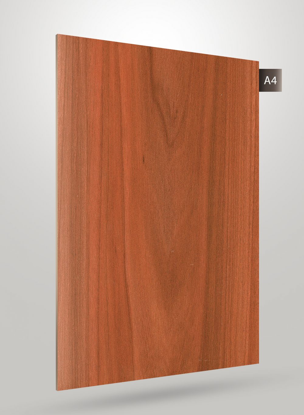 Brown wood grain decorative laminate with high gloss finish and visible wood texture and grain pattern.