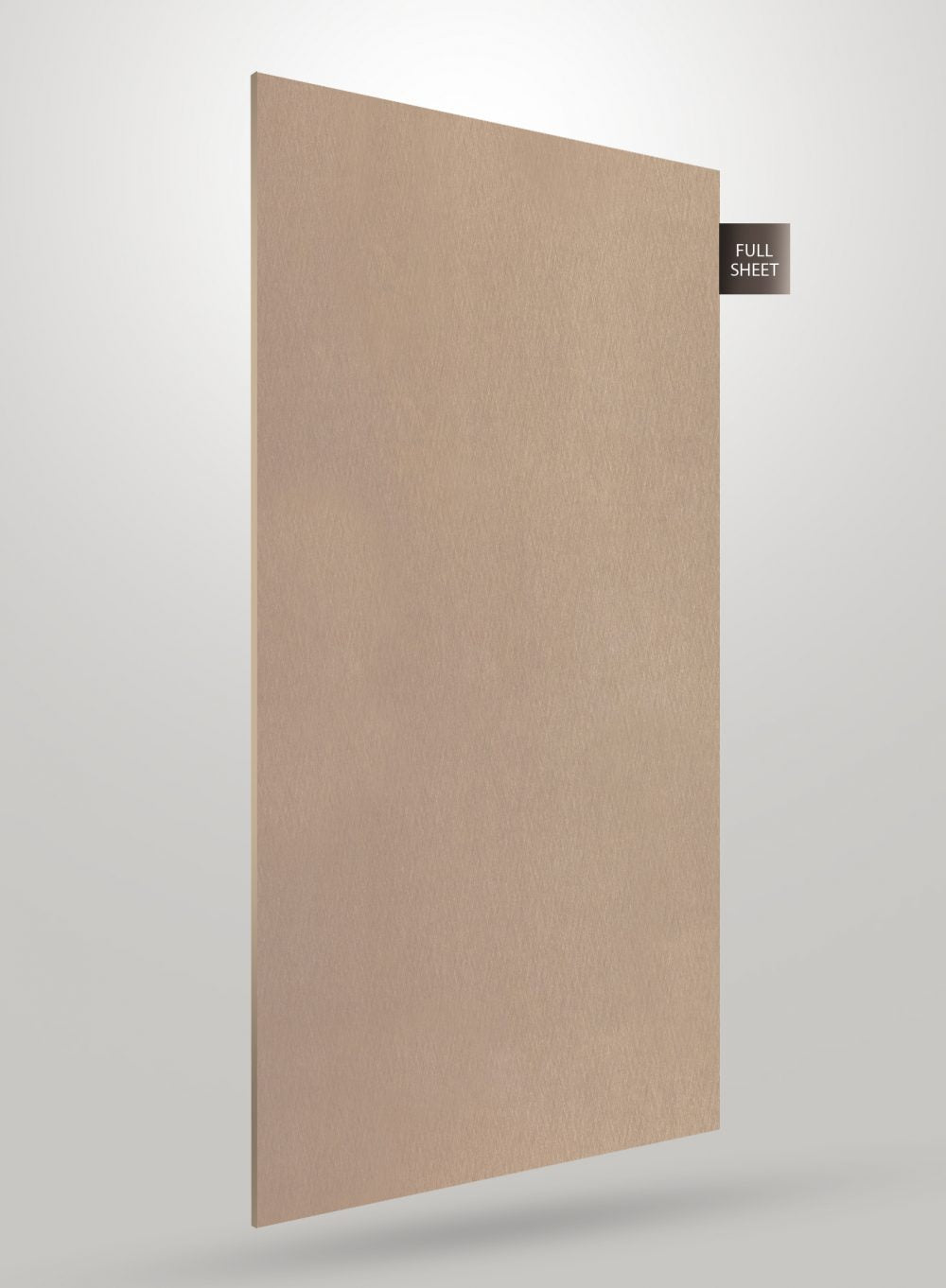 Beige wood grain decorative laminate with high gloss finish and smooth texture, shown as a full sheet.