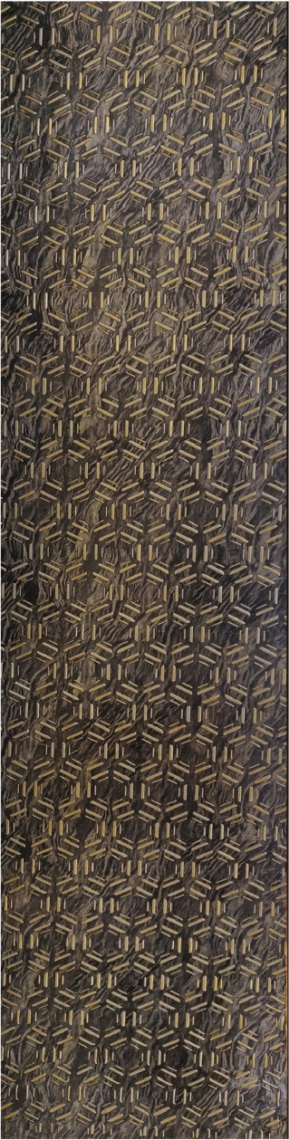 Meridian Punchline Chord Black Marble/820 carved wall panel, a linked hexagon chain