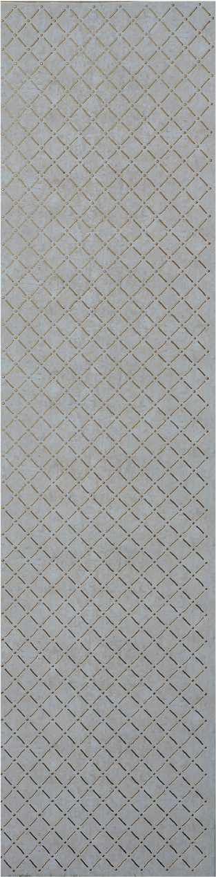 Meridian Punchline Cross 636/Gold carved wall panel, a woven cross-hatch of raised bars