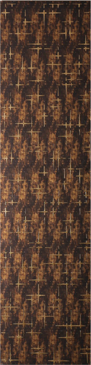 Meridian Punchline Dazzle 415 carved wall panel, a crossed baton lattice picked out in gold