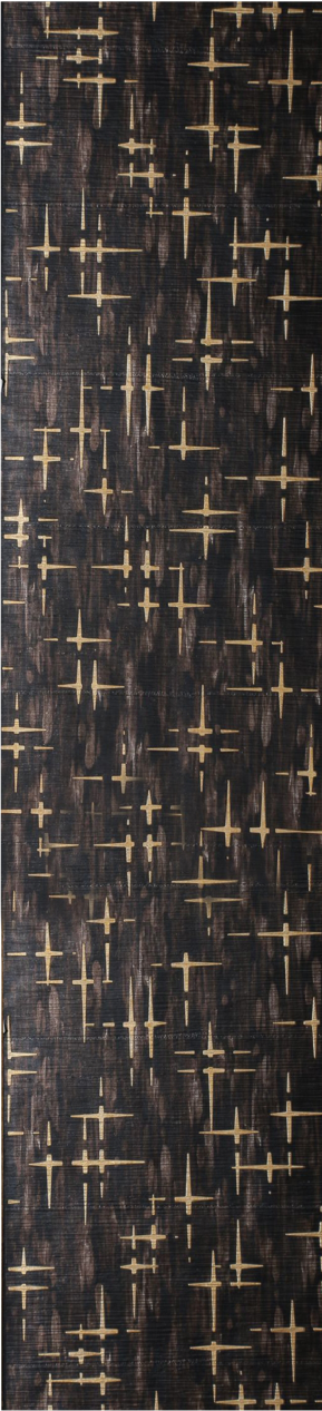 Meridian Punchline Dazzle 436 carved wall panel, a crossed baton lattice picked out in gold