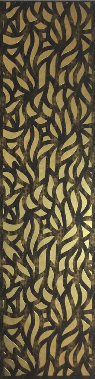 Meridian Punchline Eldo 415/820 carved wall panel, alternating gold wedges in a narrow band