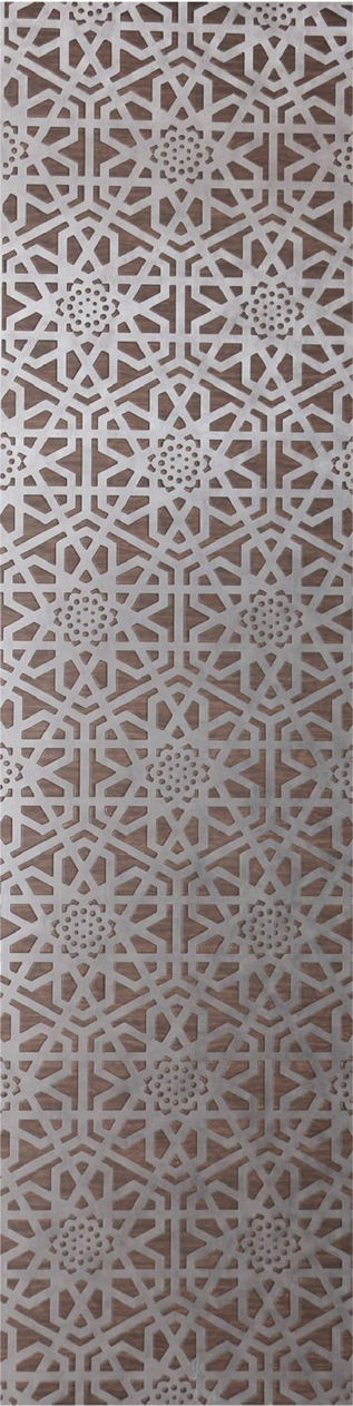 Meridian Punchline Miga 3311/W143 carved wall panel, a dense perforated arabesque