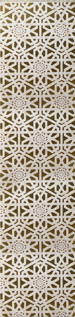 Meridian Punchline Miga 814/820 carved wall panel, a dense perforated arabesque