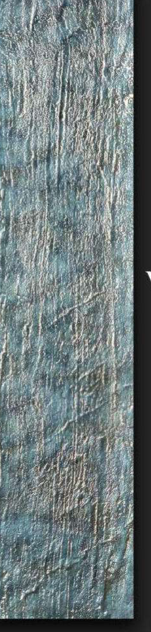 Meridian Quantum Frost Patina metal-effect laminate, frosted blue-grey patina surface
