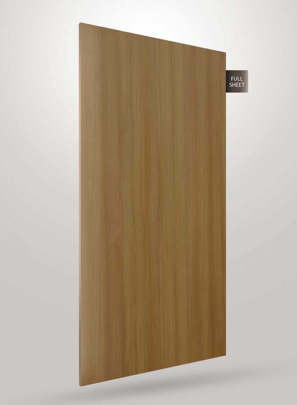 Beige wood grain laminate sheet with matte finish and vertical grain pattern, labeled full sheet.