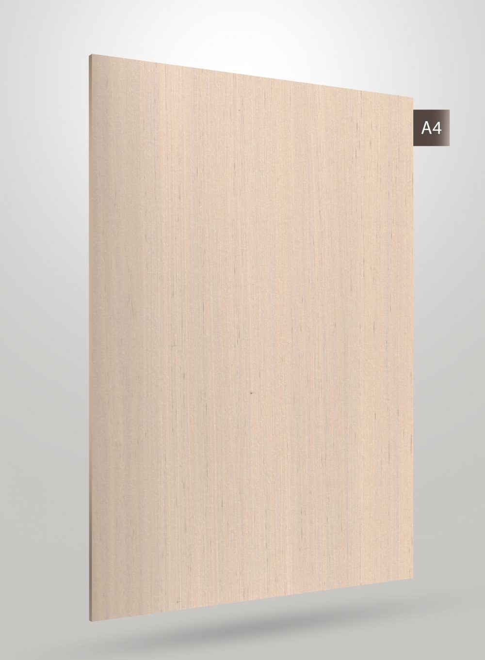 Beige wood grain decorative laminate with matte finish and vertical wood pattern texture.