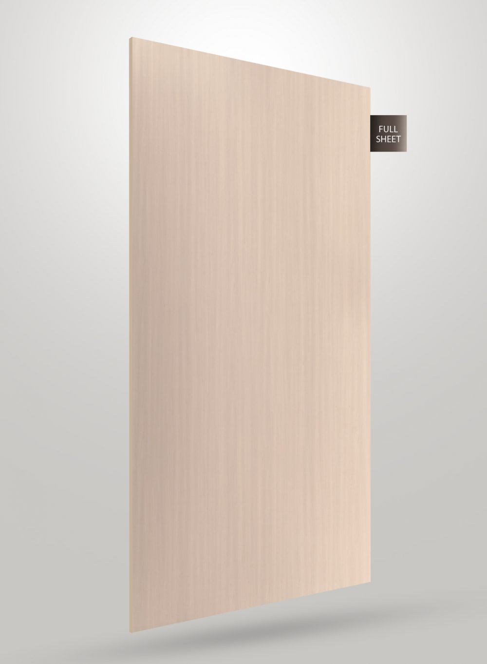Beige wood grain decorative laminate sheet with matte finish and visible wood texture, labeled full sheet.