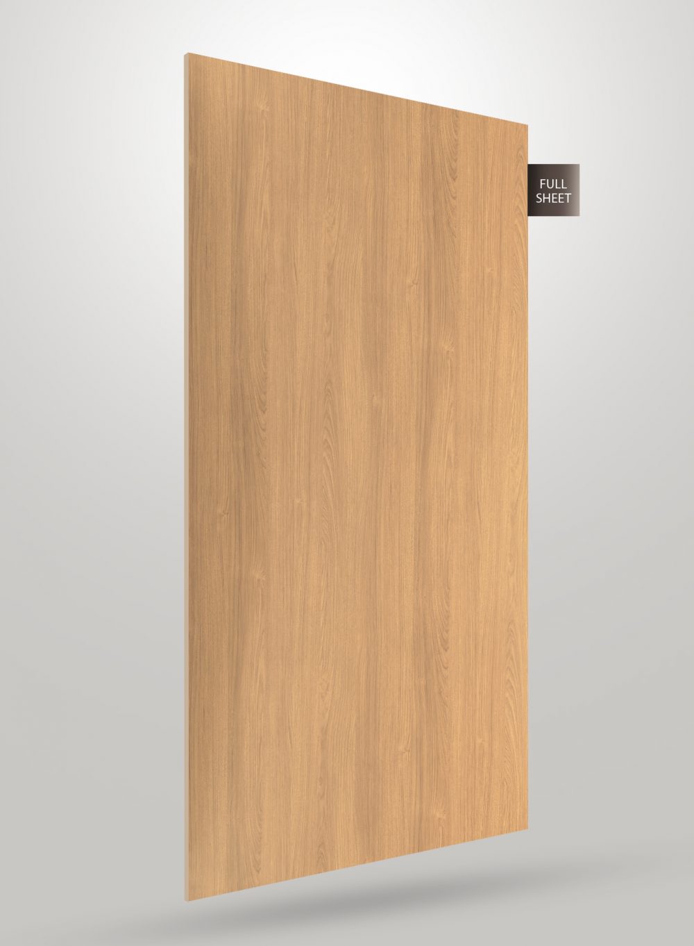 Brown wood grain laminate sheet with matte finish and visible wood texture, labeled full sheet.