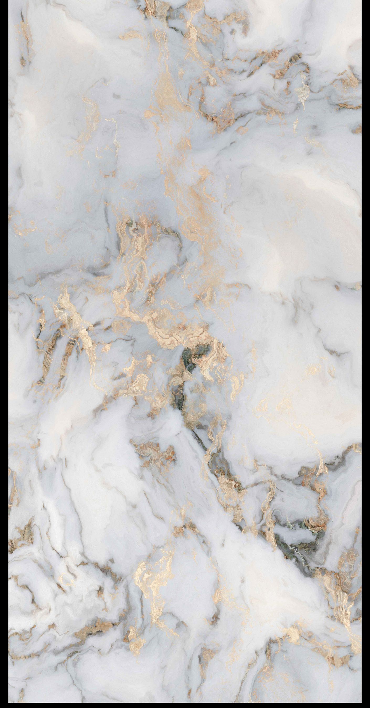 Revo Ivory Gold Marble digital laminate, a flowing ivory marble with rich gold vein trails