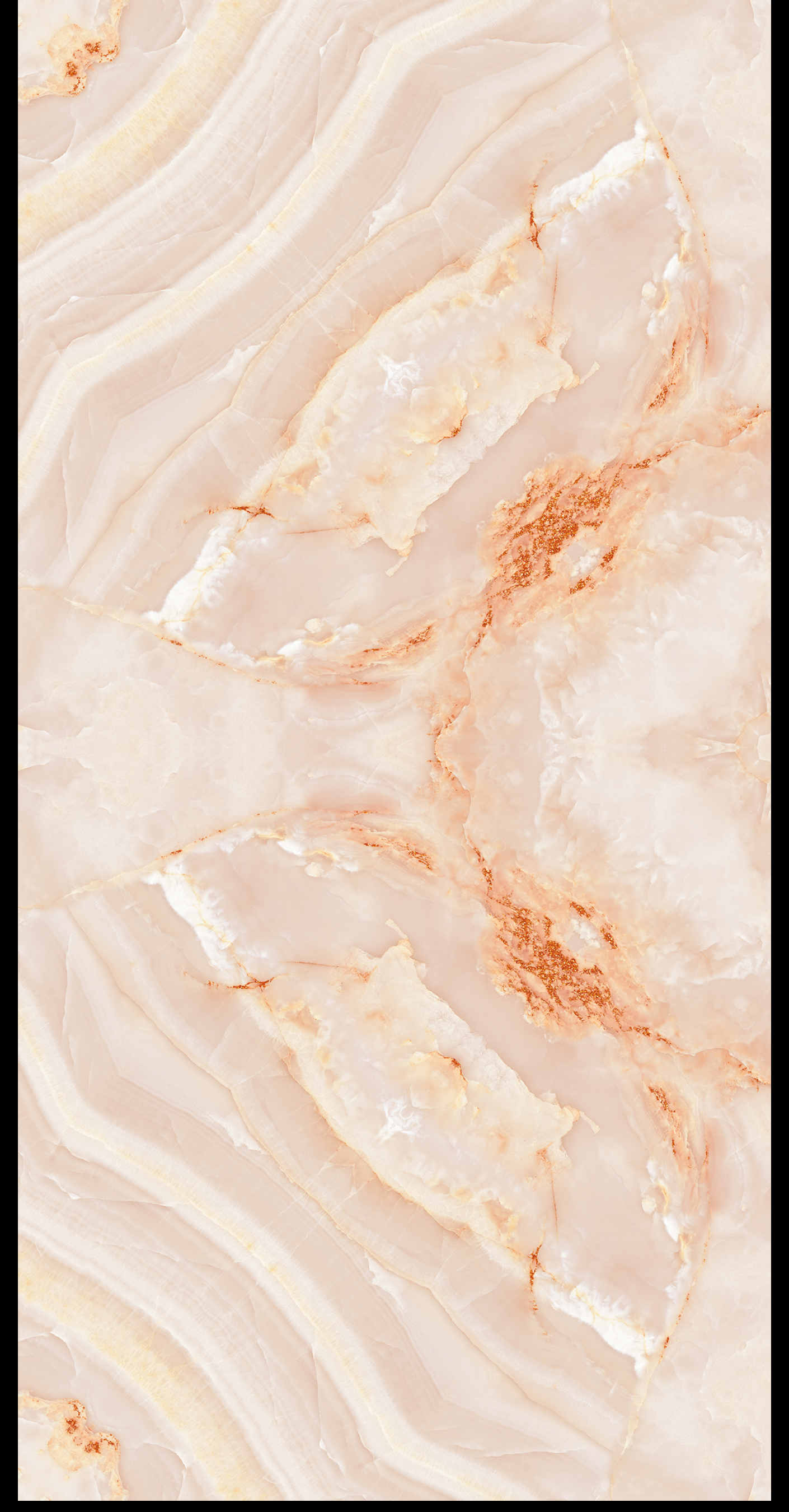 Revo Peach Onyx digital laminate, a warm peach-orange onyx marble with soft white veining