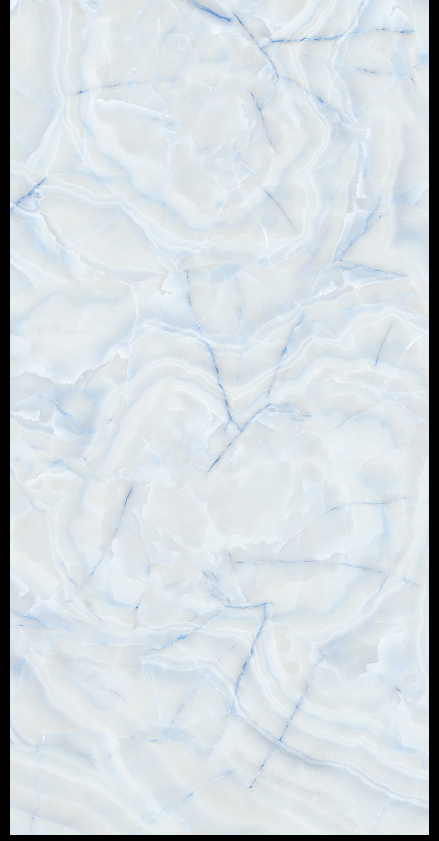 Revo Powder Blue Marble digital laminate, a pale powder-blue marble with fine cobalt vein tracing