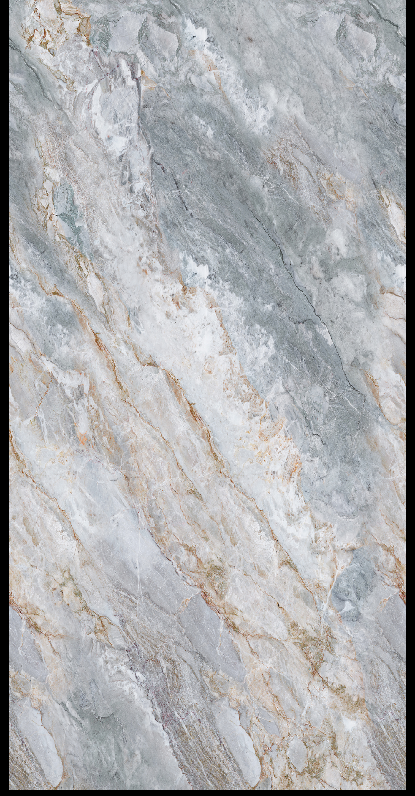 Revo Grey Gold Stone digital laminate, a grey natural-stone marble pattern with fine gold and warm-tone veining