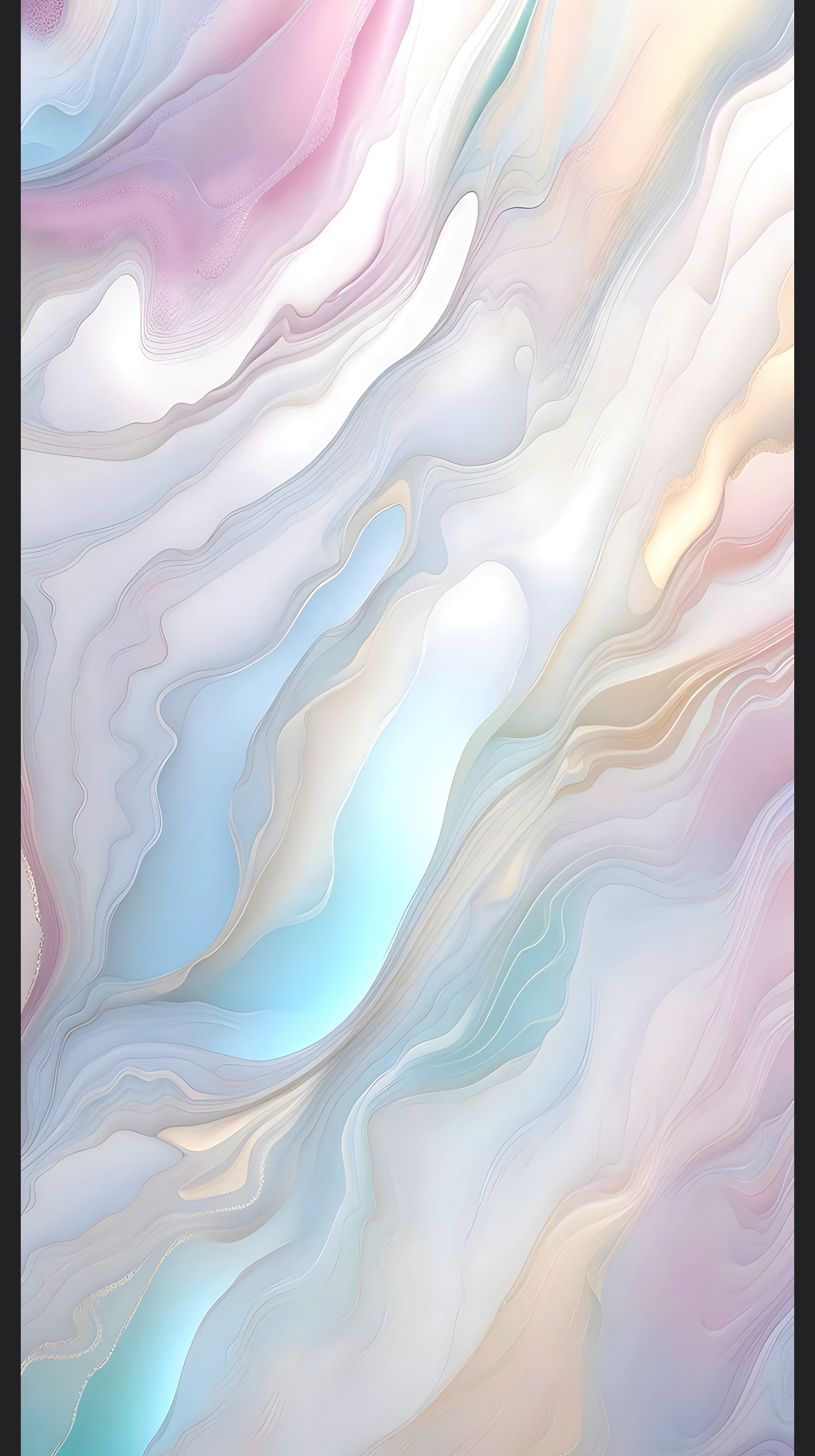 Revo Blush Onyx digital laminate, a soft pastel onyx-marble flow in blush pink, powder blue and warm gold veining