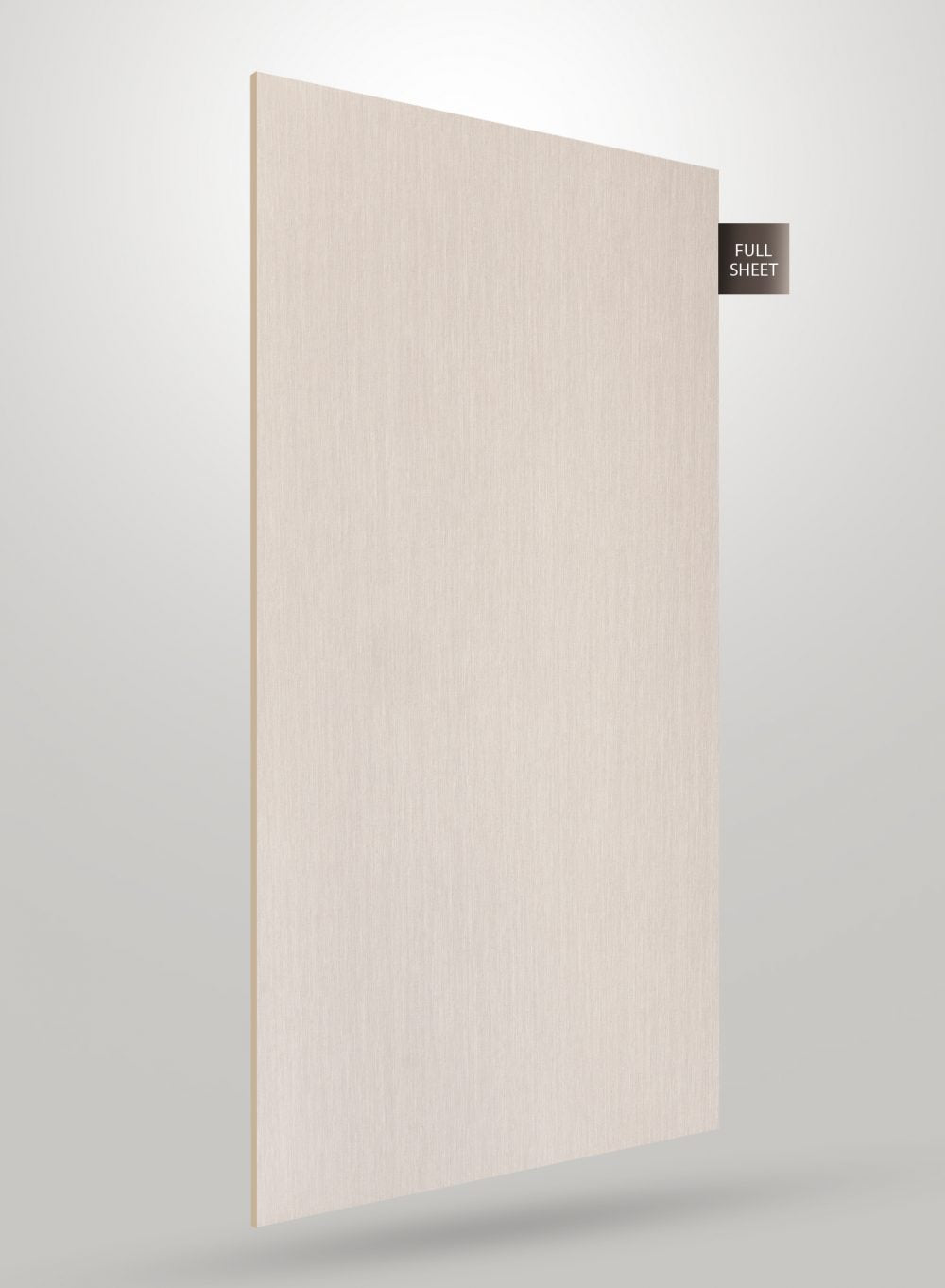 Beige fabric laminate sheet with matte finish and subtle texture, labeled full sheet.