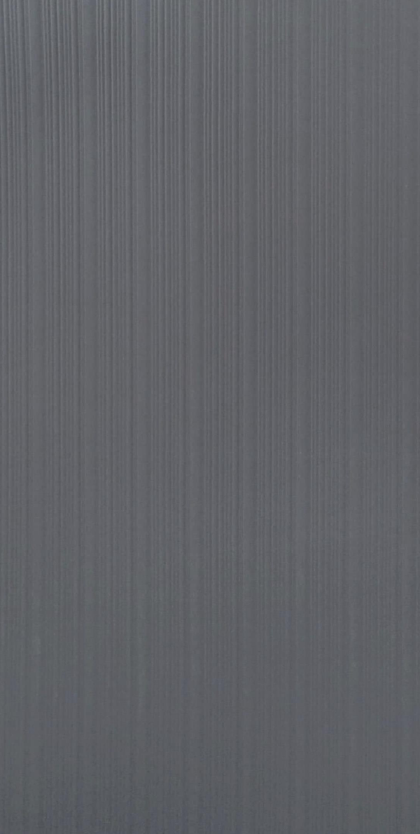 Graphite Ribbed Steel laminate with fine vertical ribbed texture, matte finish