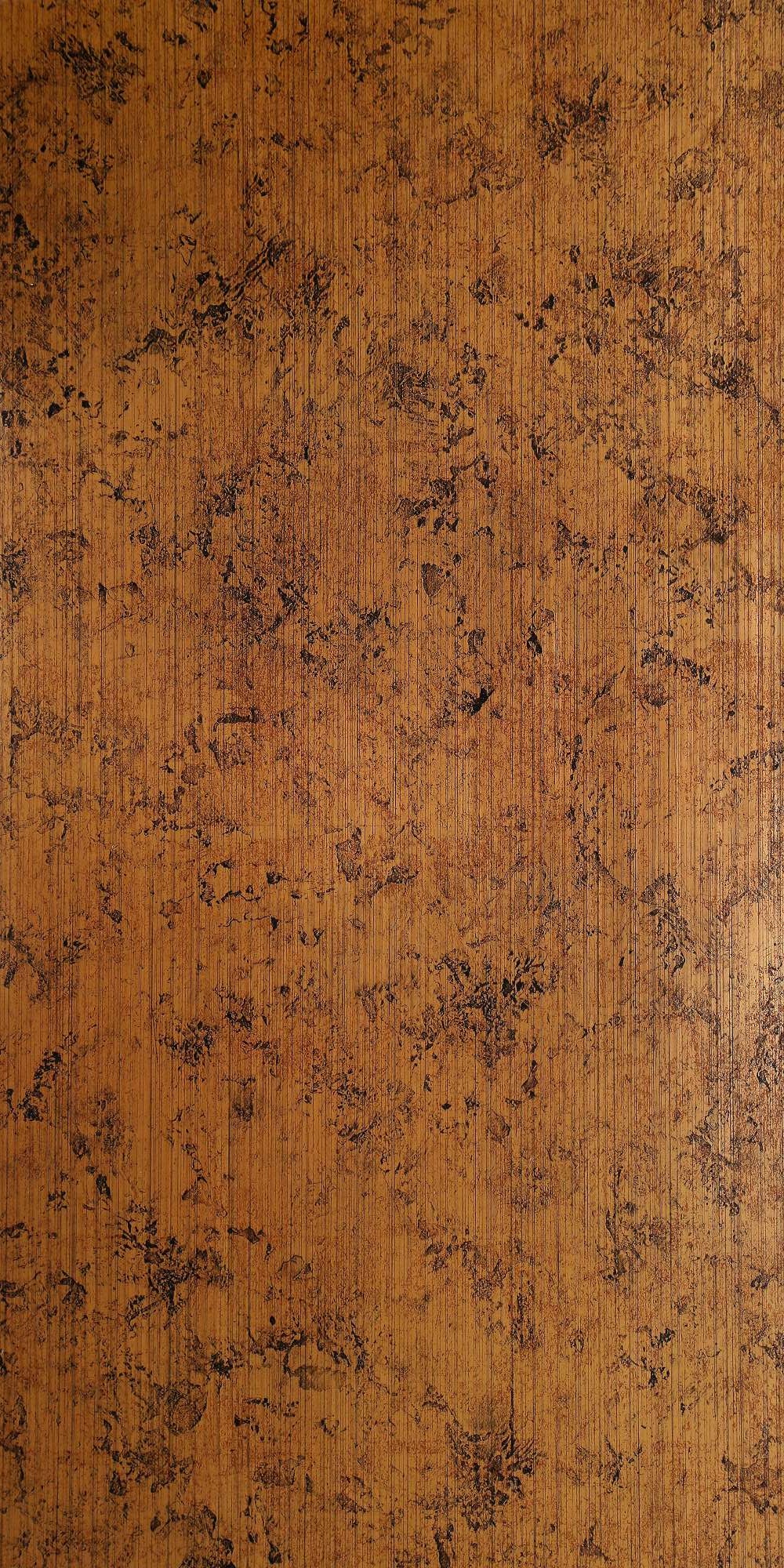 Brown wood grain laminate panel with textured finish and dark flecks throughout, showing a natural wood appearance.