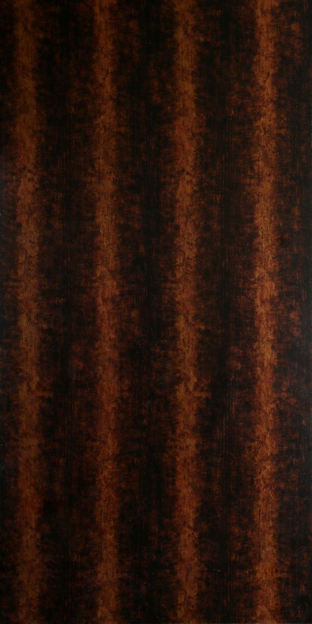 Brown textured laminate wall panel with vertical pattern and dark brown streaks, showing a designer finish.