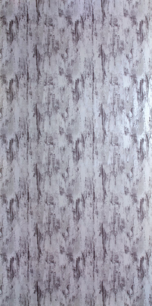 Grey designer laminate with mirror finish and abstract pattern, showing reflective sheen and textured vertical streaks.