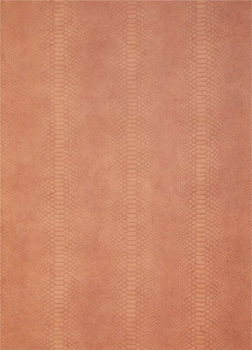 Orange designer laminate with snake skin pattern and mirror finish, showing textured surface and vertical stripes.