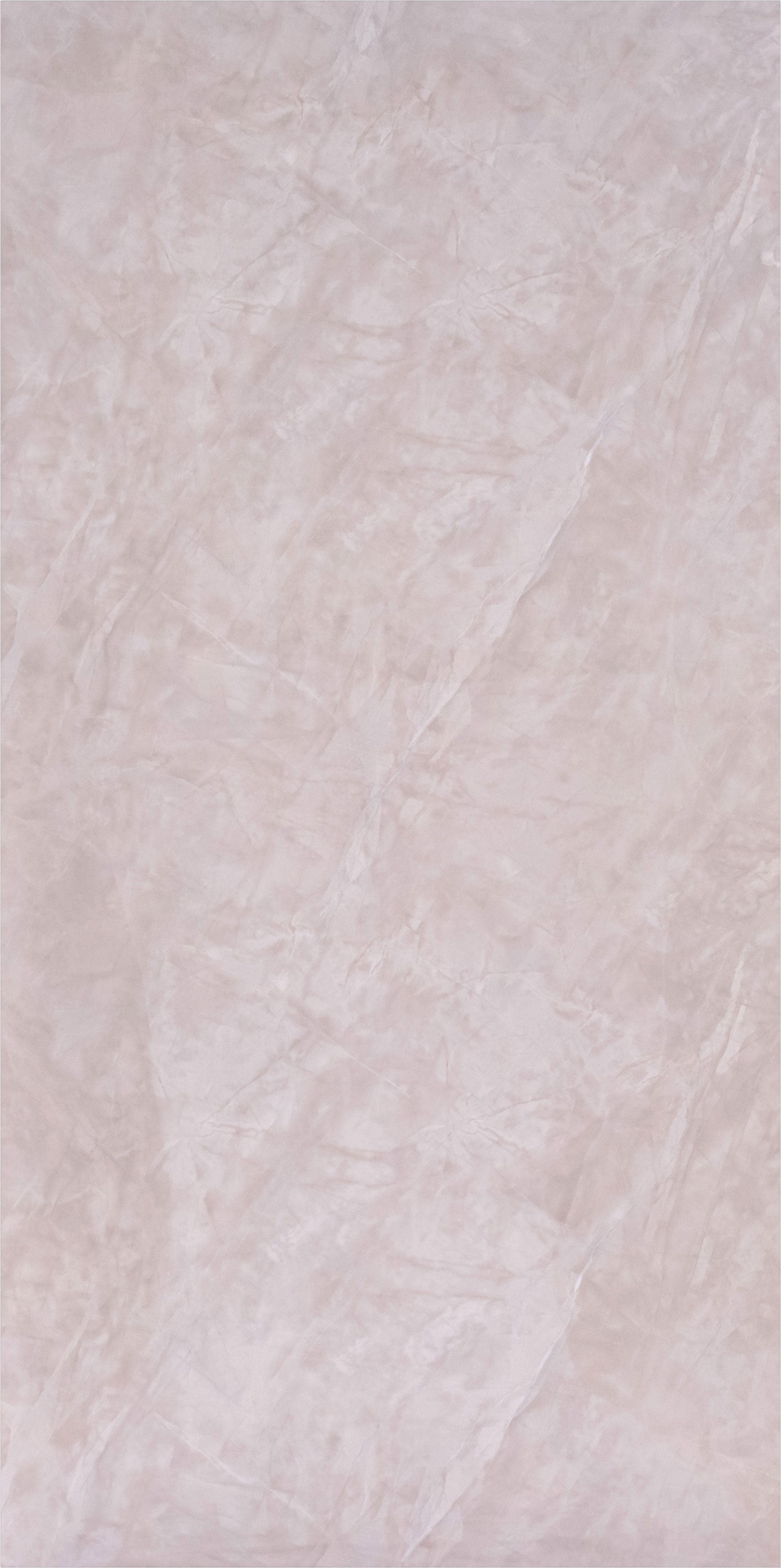 Pink marble laminate with mirror finish and textured pattern, showing veining and subtle sheen, decorative laminate surface.