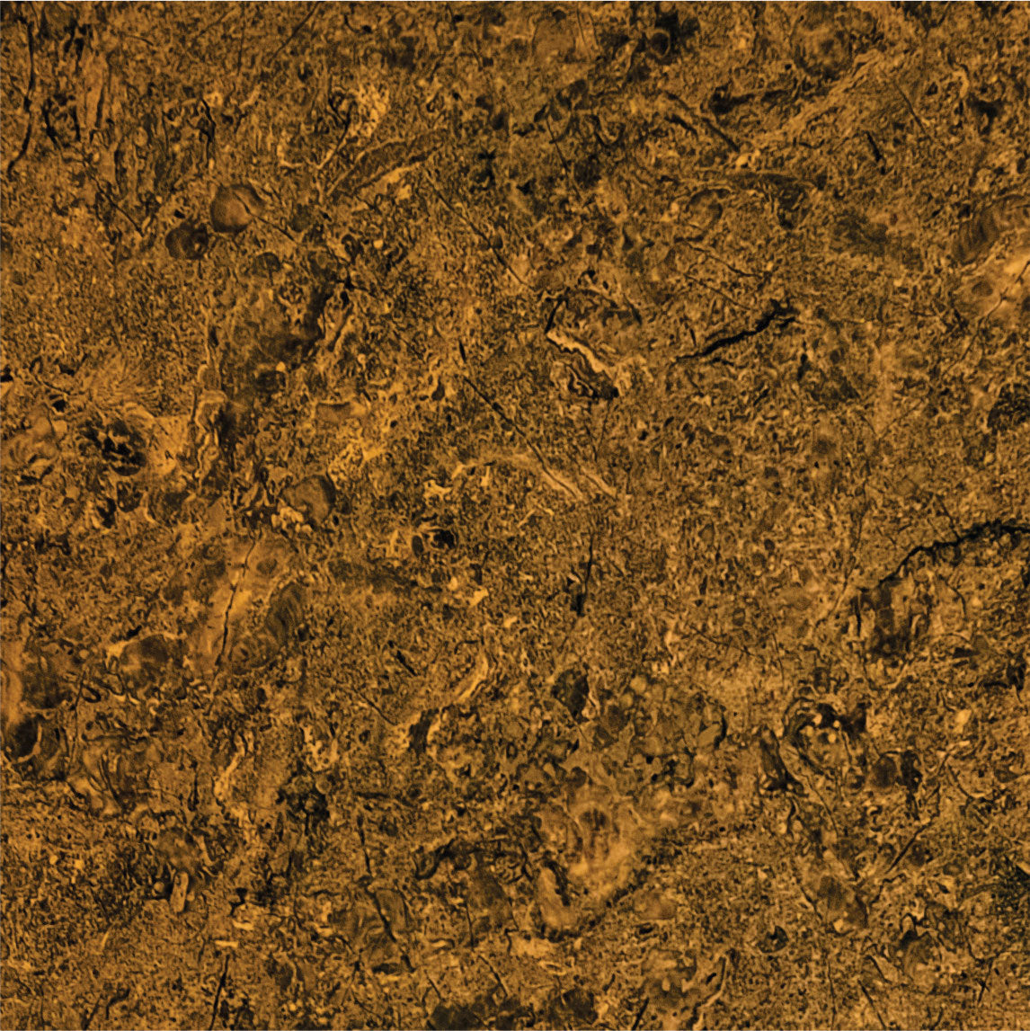 Brown marble laminate with mirror finish and textured pattern resembling natural stone surface and veining details