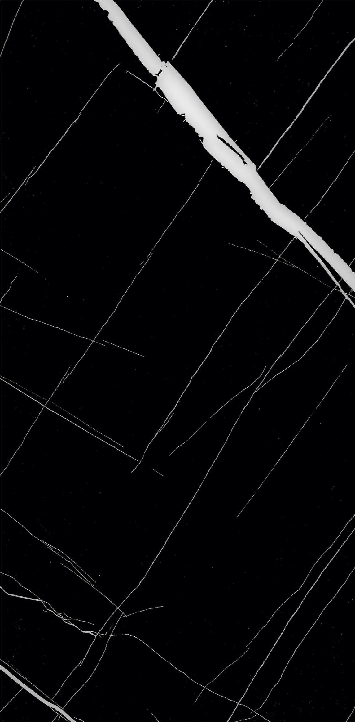 Black marble laminate with white veining and mirror finish surface.