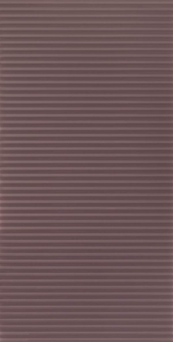 Brown mirror finish fluted laminate wall panel with horizontal ridges and reflective sheen
