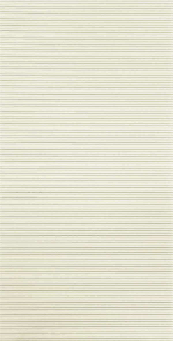 Ivory mirror finish fluted laminate with horizontal ridges and reflective sheen