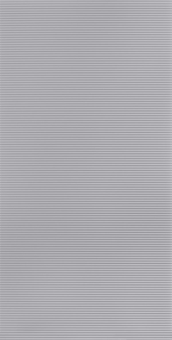 Mirror grey fluted laminate wall panel with horizontal ridges and reflective sheen