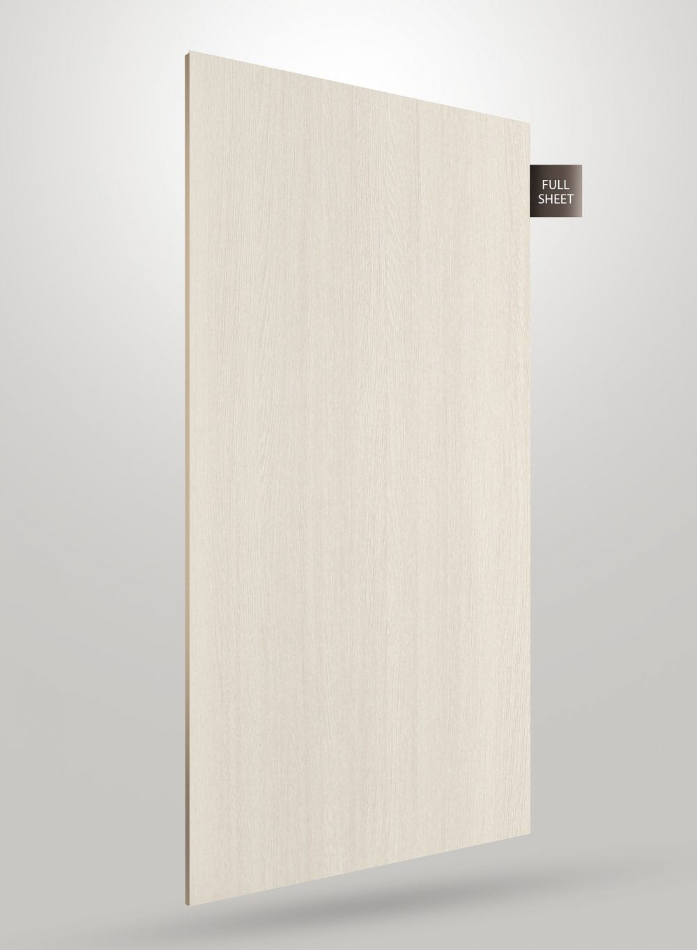 Beige wood grain laminate sheet with matte finish and visible wood texture, labeled full sheet.