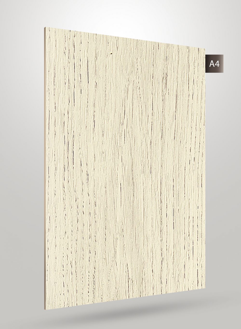 Multi-colour patterned laminate with matte finish and wood grain texture, showing vertical lines and subtle dark streaks.