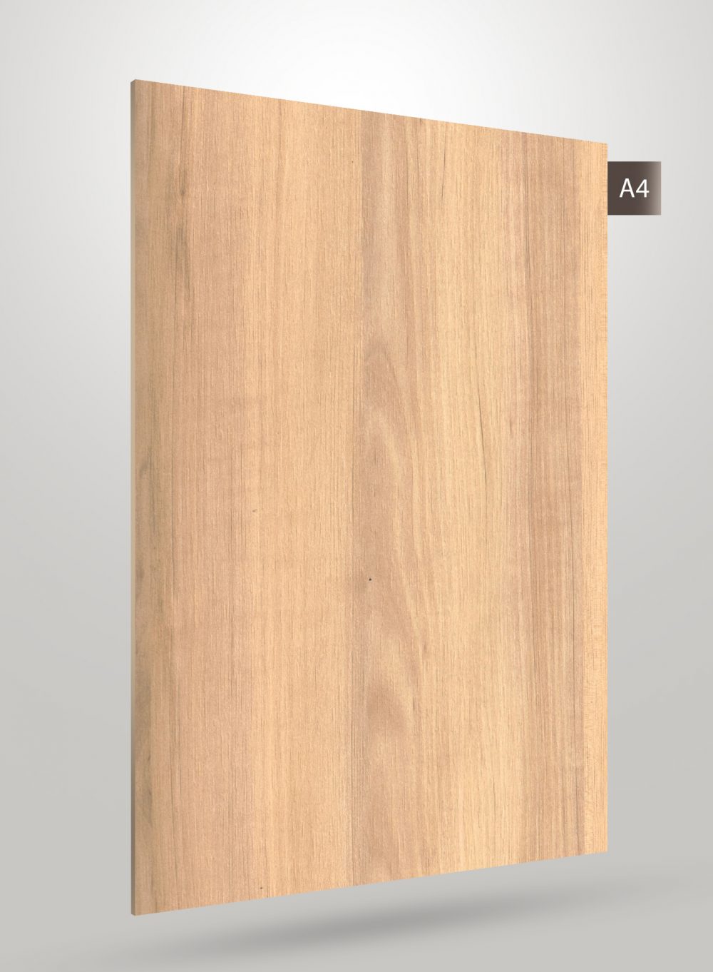 Beige wood grain decorative laminate with matte finish and visible wood texture and grain pattern.