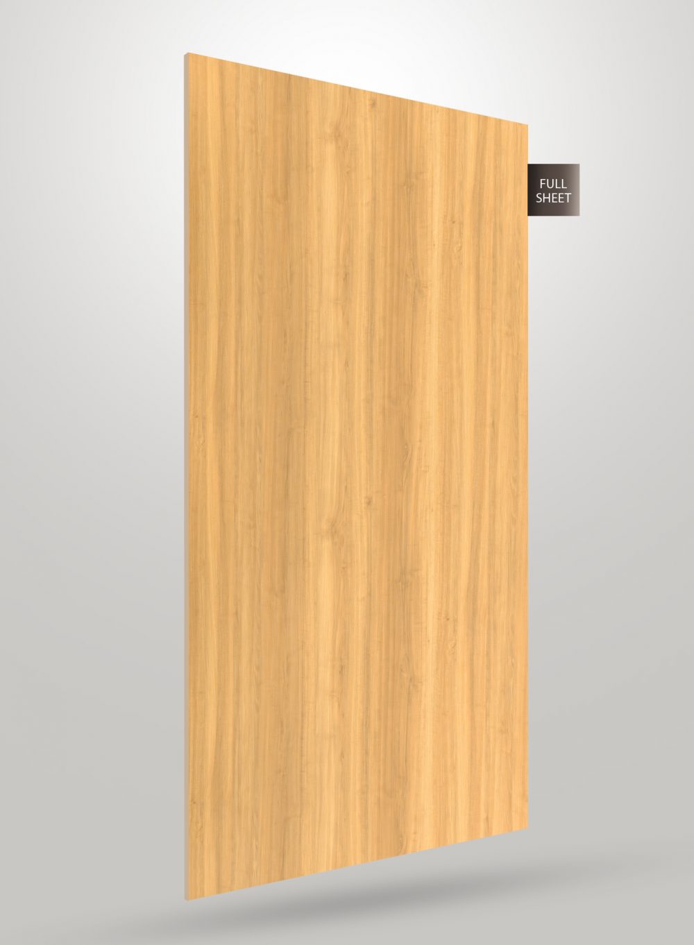 Beige wood grain laminate sheet with matte finish and vertical grain pattern, labeled full sheet.