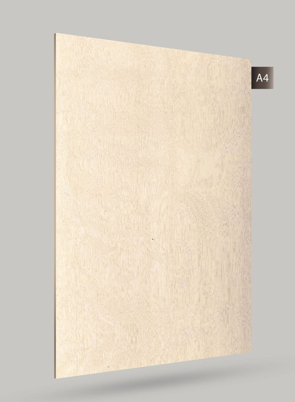 Beige wood grain decorative laminate with matte finish and subtle texture, showing wood pattern and slight grain variation.