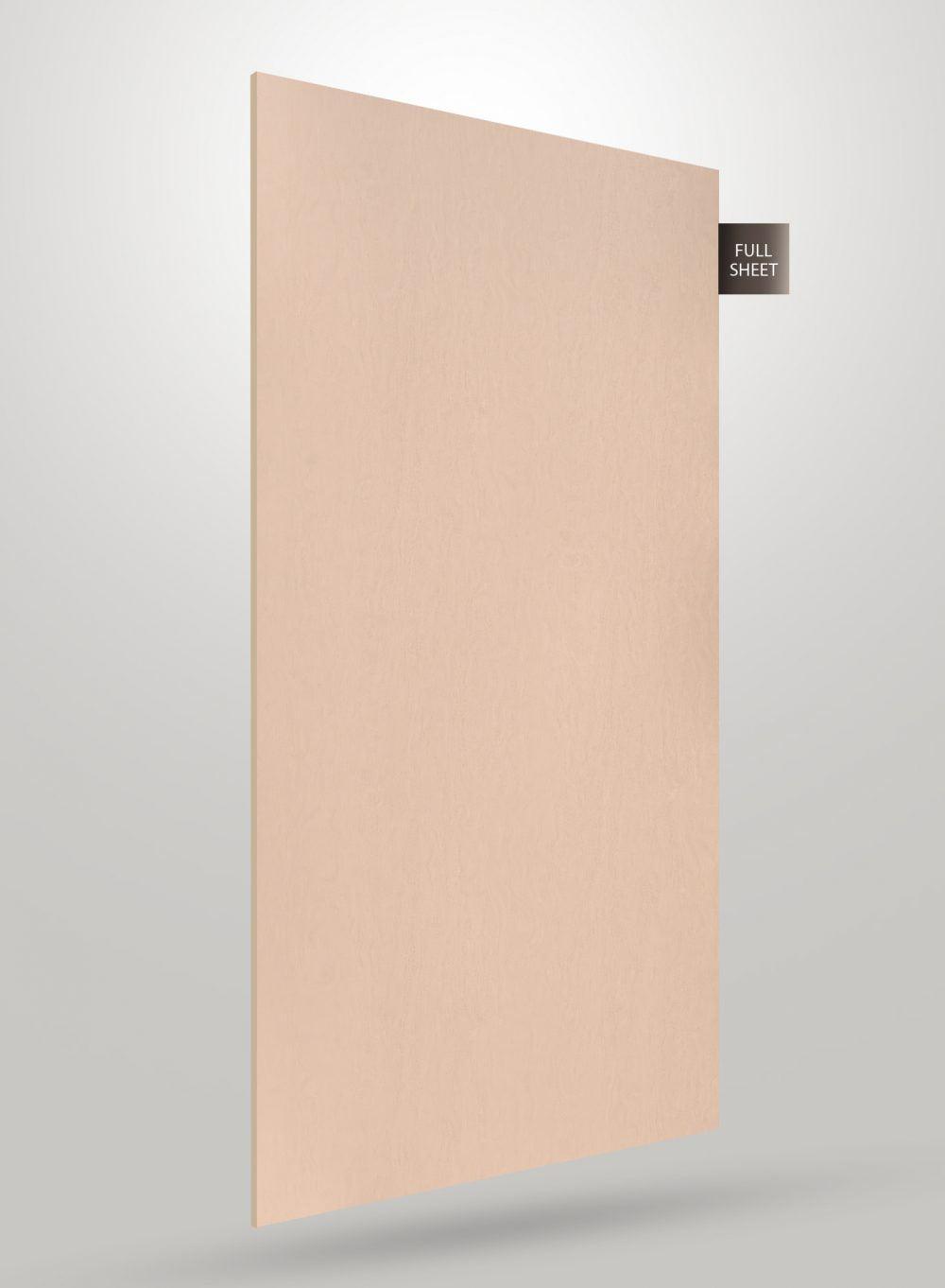 Beige matte wood laminate sheet with subtle wood grain texture and smooth finish displayed as full sheet.