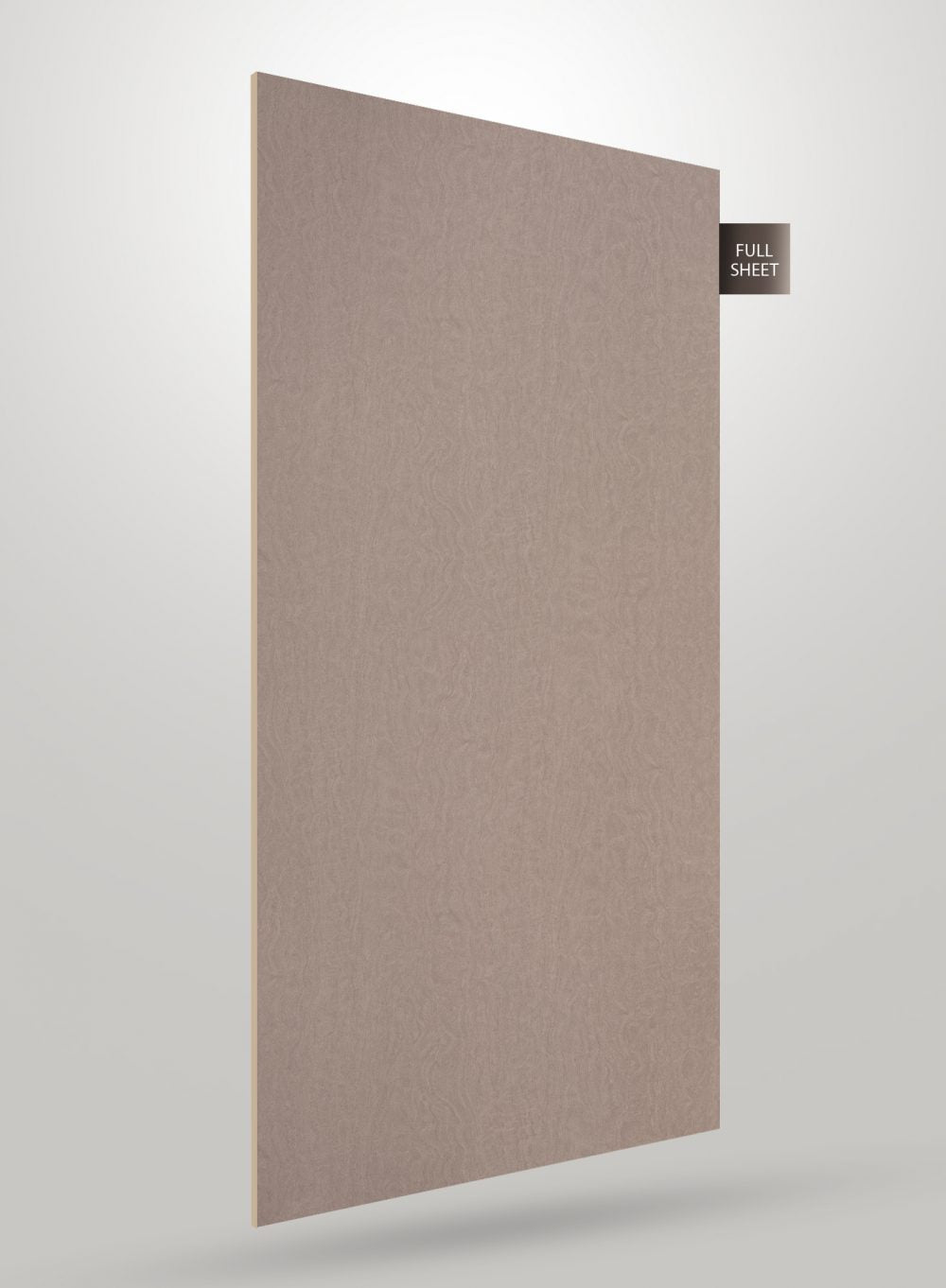 Grey wood grain decorative laminate with matte finish and subtle texture, shown as a full sheet.