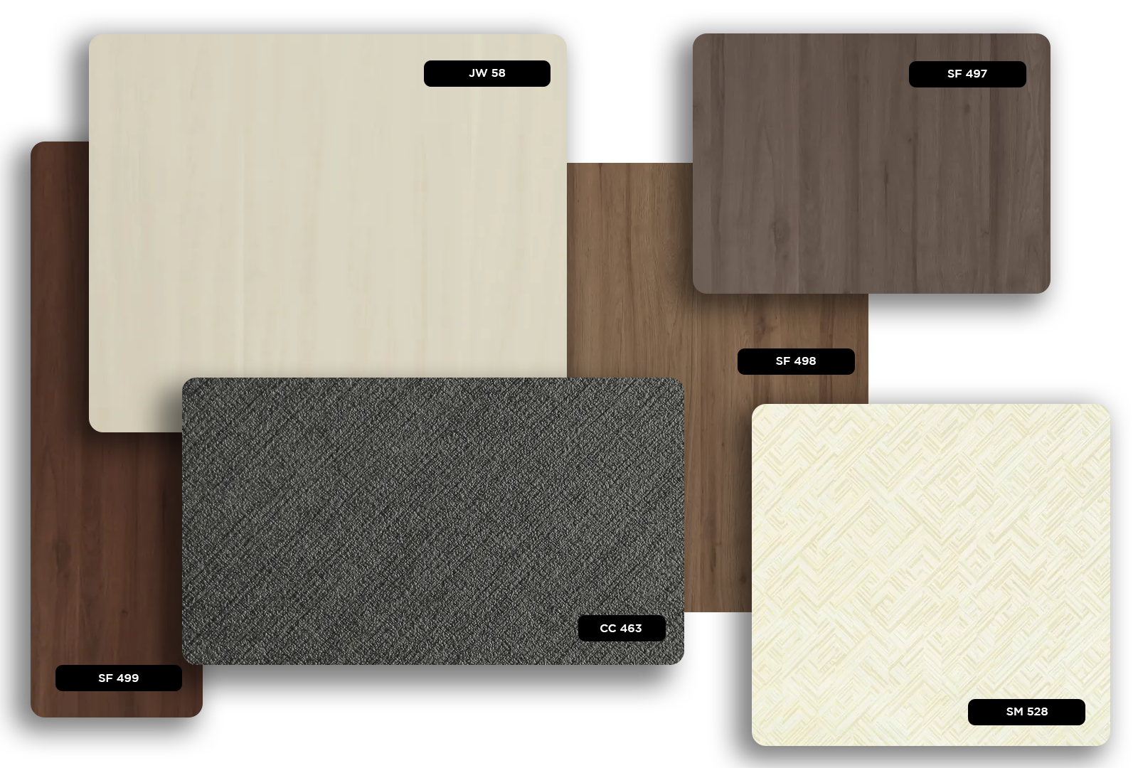 Beige wood grain laminate SF 499 with matte finish and visible texture, part of decorative laminate collection with various