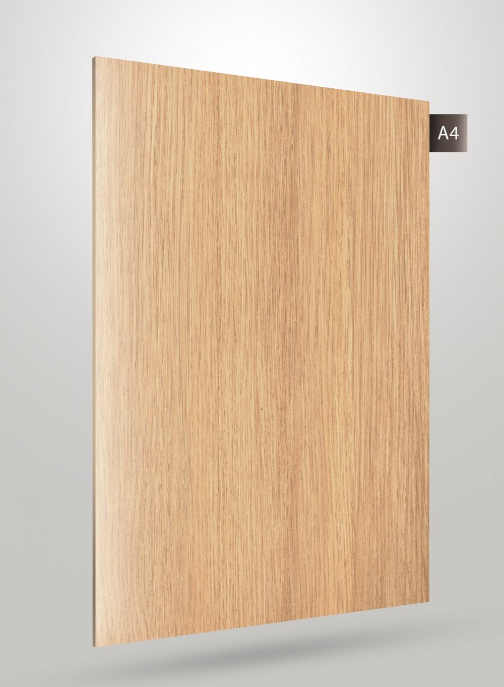 Beige wood grain laminate with matte finish and vertical wood texture pattern on a rectangular sheet.