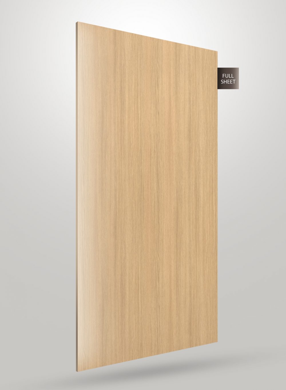 Beige wood grain decorative laminate sheet with matte finish and visible wood texture, labeled full sheet.